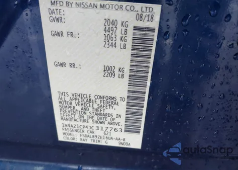 2018 Nissan Leaf S из США, поврежденный, VIN 1N4AZ1CP4JC317763